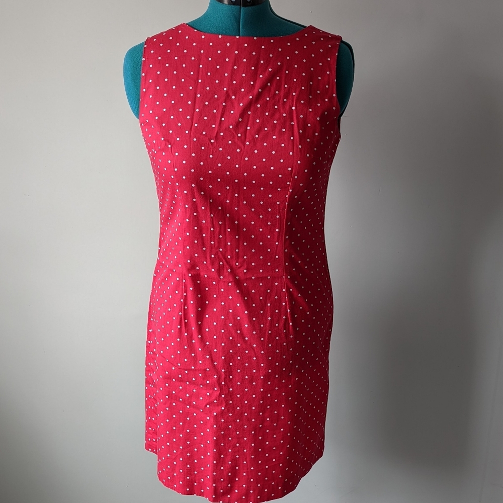 Karen Scott x Cotton Red Polka Dot Sheath Dress